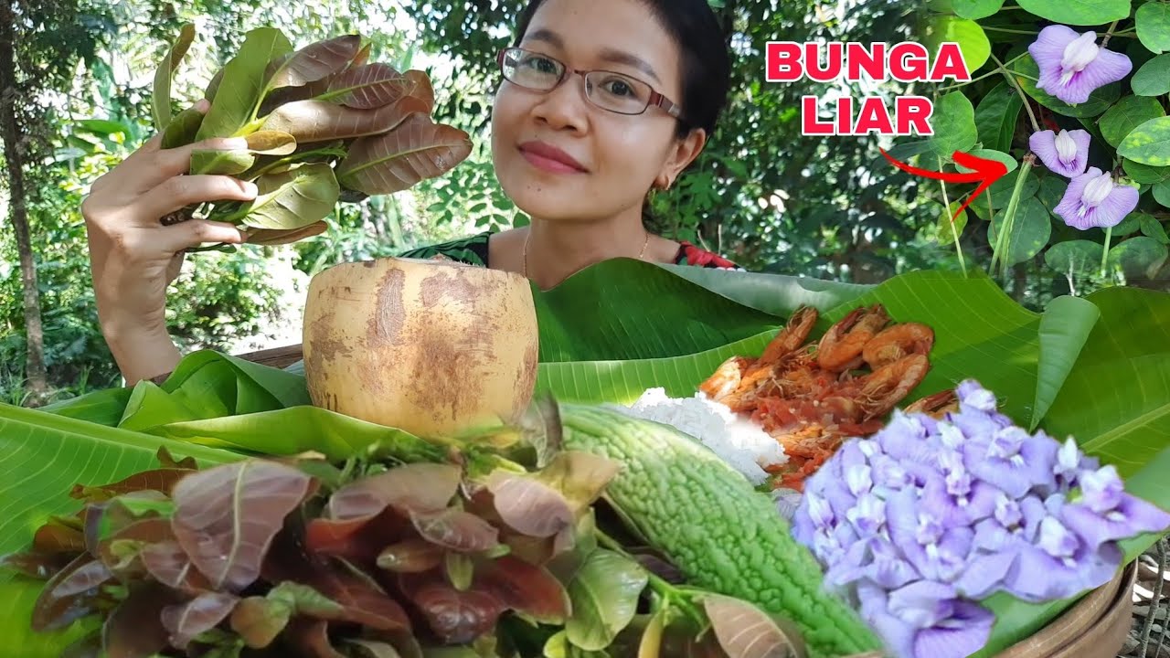 MUKBANG BUNGA LIAR + PUCUK DAUN MEDE + PARE MENTAH + SAMBAL UNDANG || MUKBANG INDONESIA