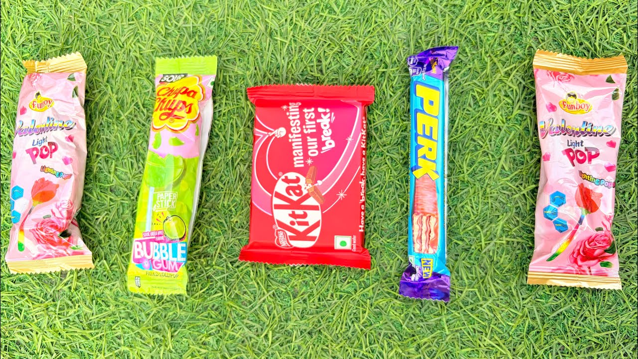 ASMR COLOURFUL CHOCOLATE UNPACKING/ satisfied 😊 kitkat lollipops 🍭 dairy milk and peark eating pop 