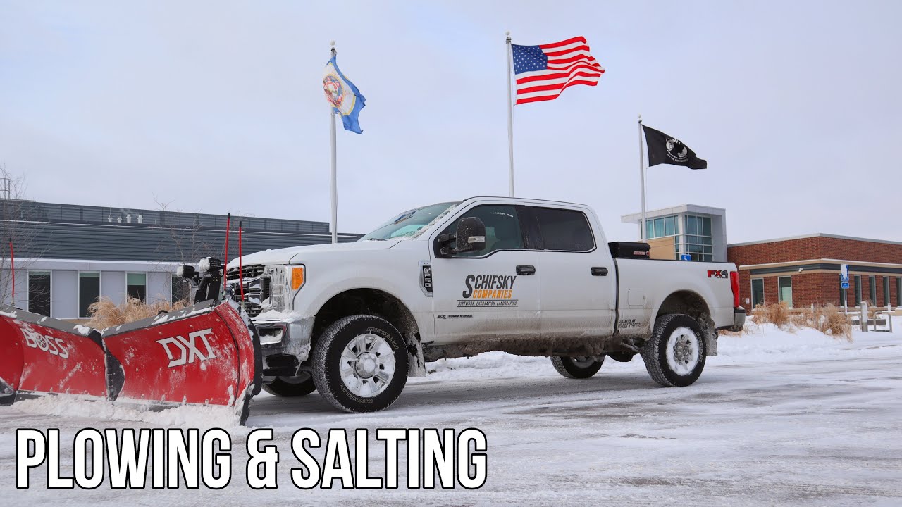 Commercial Snow Plowing With Powerstroke & Boss Plow | Schifsky Companies, St. Paul Minnesota