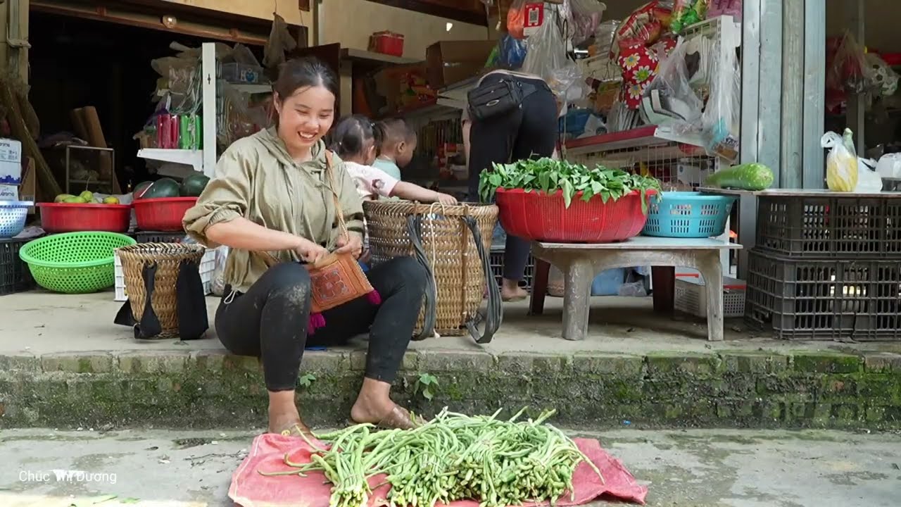 Harvesting Beans to Sell at the Market – Cooking Hot Grilled Pork Ribs for My Daughter and Son