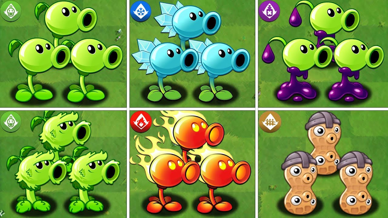 PvZ2 - 7 PEASHOOTER Plants (1 Shoot) Battlez - Who Will Win ?