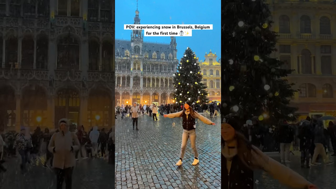 SNOW in BRUSSELS, BELGIUM?! 🇧🇪 The Grand Place for Christmas ✨ #brussels #belgium #europetravel