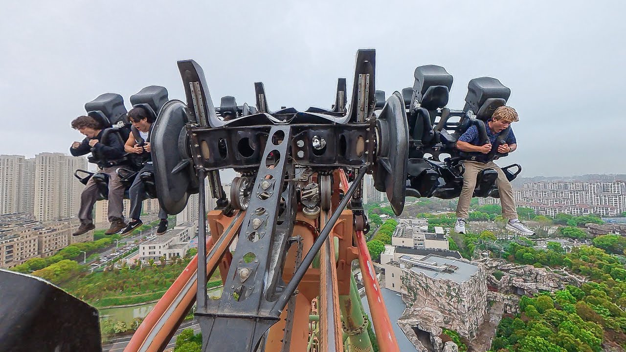 Watch the Seats FLIP - World's Fastest 4D Coaster - Dinoconda at China Dinosaurs Park
