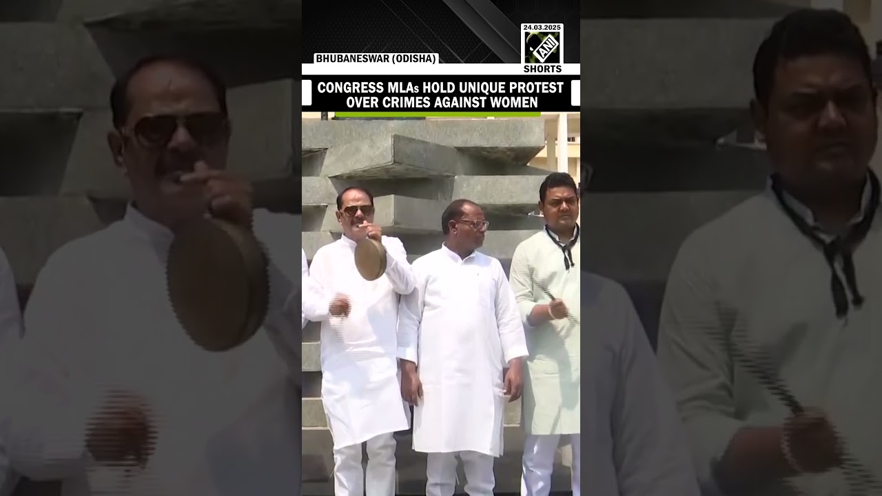 Bhubaneswar: Congress MLAs stage unique protest against Odisha govt over crimes against women