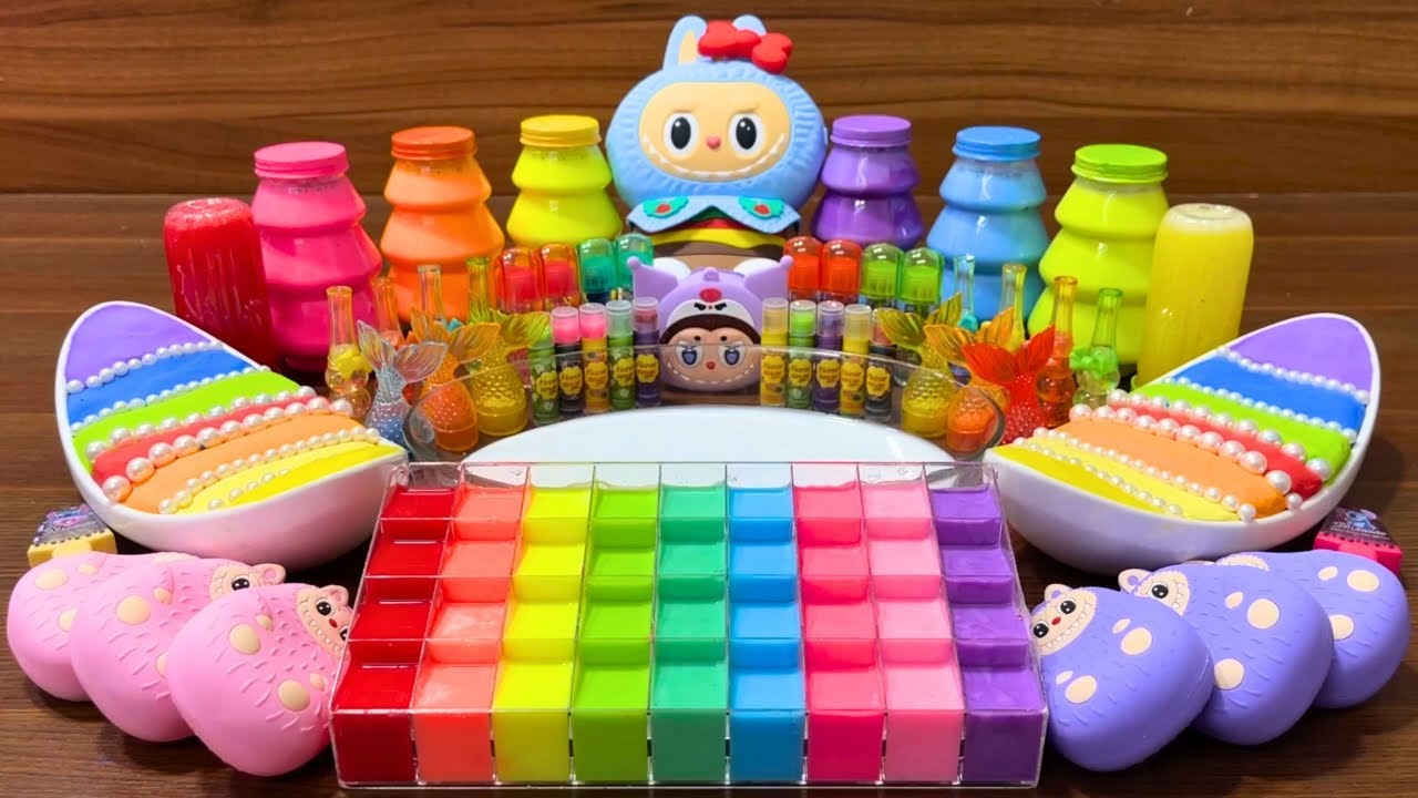 LIVE: Slime Mixing Rainbow Makeup & Clay Into Glossy Slime ASMR #212