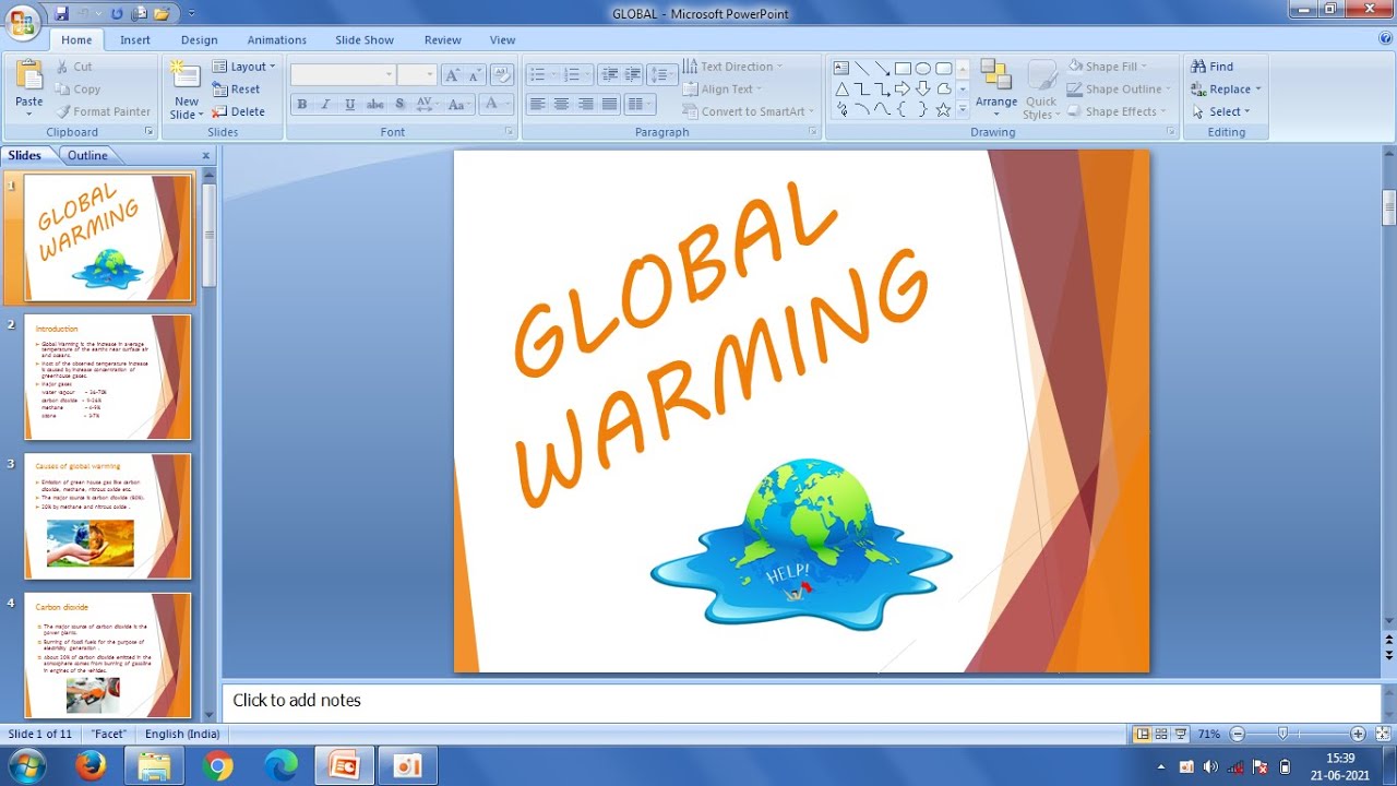 Create a PowerPoint Presentation with Global Warming