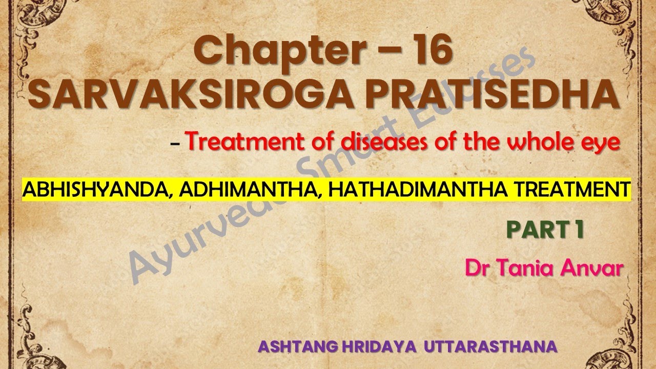 Ch 16 SARVAKSIROGA PRATISEDHA  PART 1| ABHISHYANDA, ADHIMANTHA, HATHADIMANTHA TREATMENT