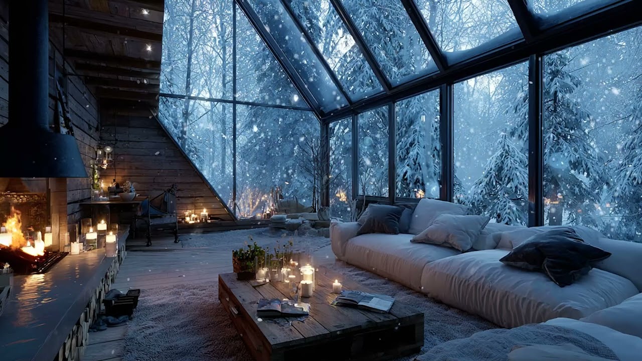 🎹 Peaceful Winter Piano ❄️ Warm Fireplace & Snow Ambience for Study, Relax & Heal
