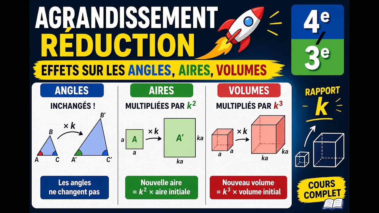 Cours ♦ Agrandissement, réduction • Effet sur les angles, aires, volumes ♦ Quatrième Troisième