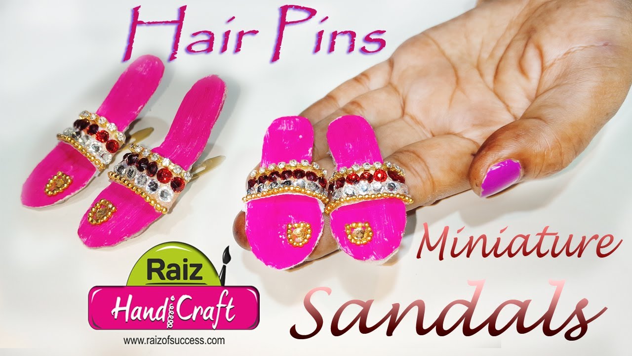 diy miniature flip flop sandals hair pins |Easy step By Step | miniature art | art With Creation|#70