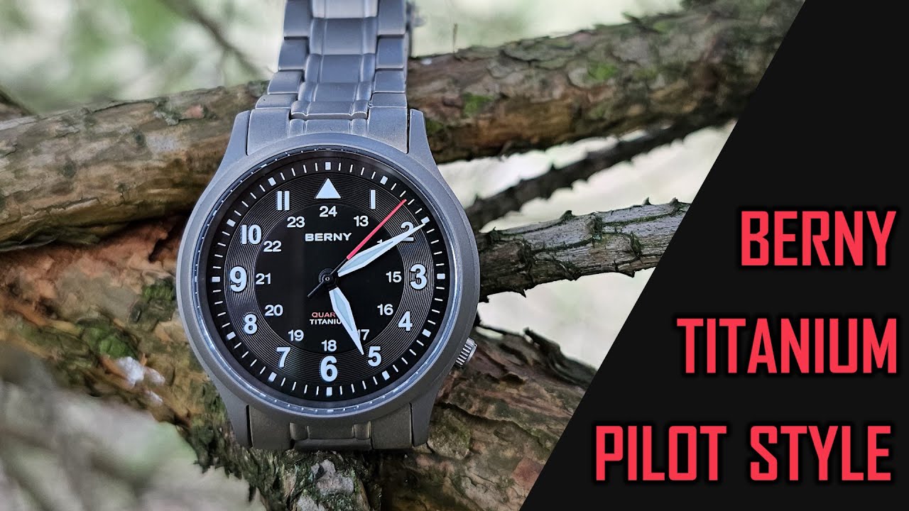 Обзор кварцевых часов Berny Titanium pilot T2596M Sweep-Hand VH31 #gedmislaguna #berny #bernywatches