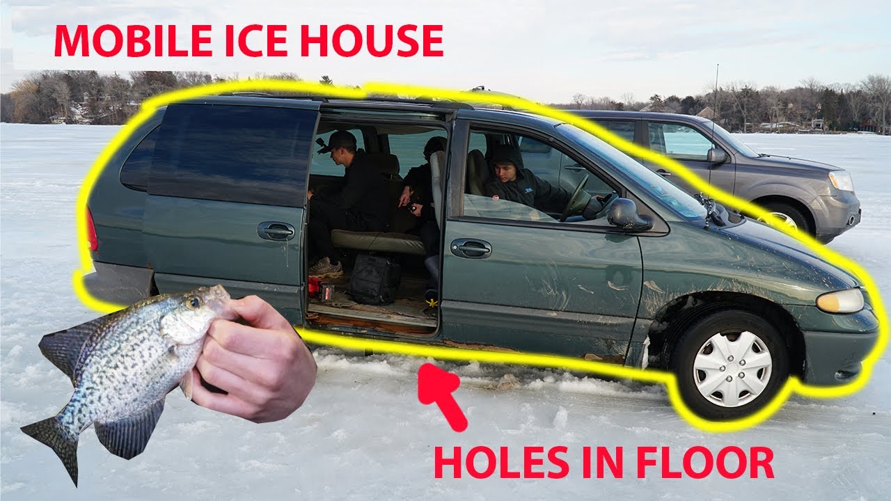 Building an Ice Fishing House Out Of a Car Then Going Fishing!