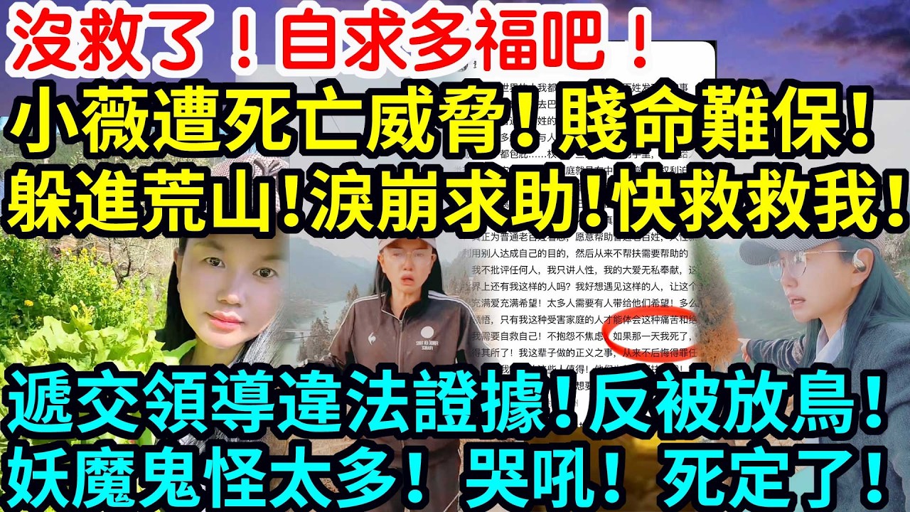 沒救了！自求多福吧！小薇遭死亡威胁！賤命難保！躲進荒山！淚崩求助！快救救我！遞交領導違法證據！反被放鳥！妖魔鬼怪太多！鬥不過！死定了！