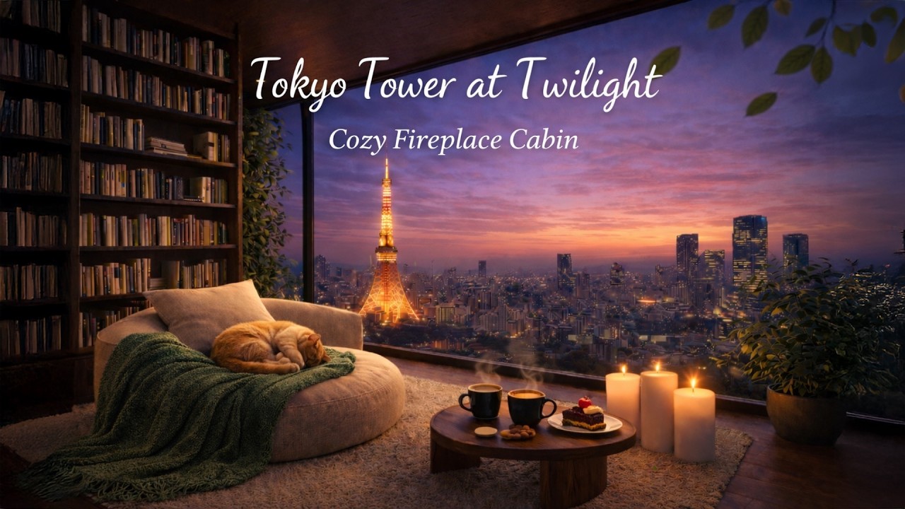 Tokyo Tower at Twilight 🌆 Cozy Apartment Ambience with Soft Piano