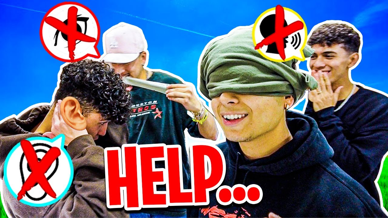 CANT TALK, CANT SEE, CANT HEAR CHALLENGE w/ 4 DUMB FRIENDS