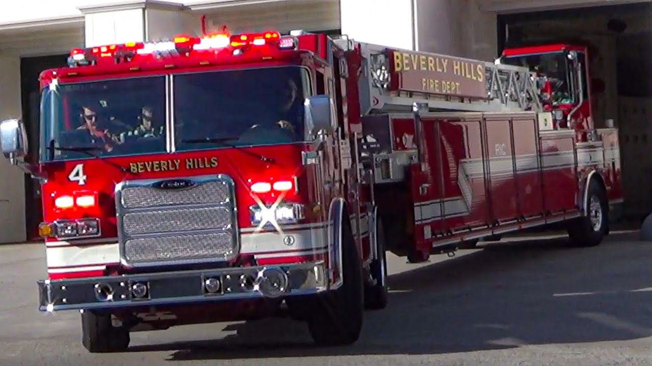 Beverly Hills Fire Dept. Truck 4 & Engine 5 Responding