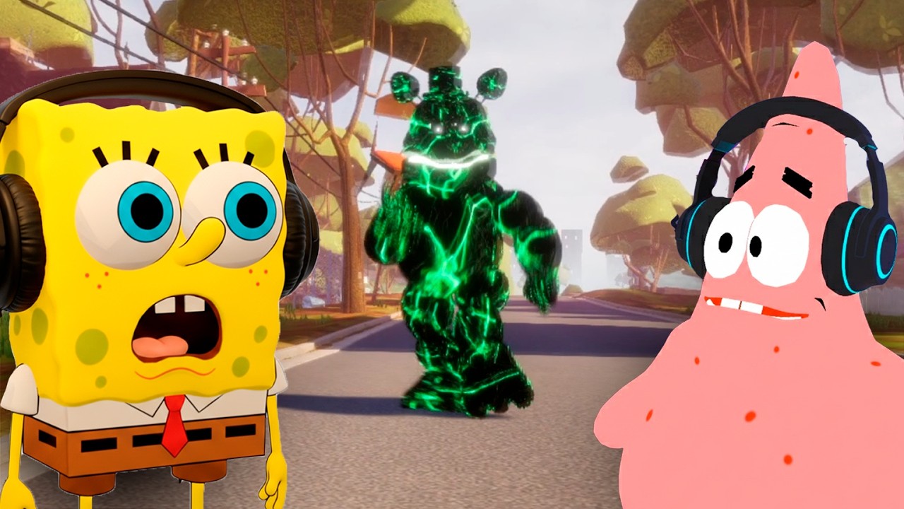 SpongeBob and Patrick plays - HELLO NEIGHBOR Halloween Fredbear Mod