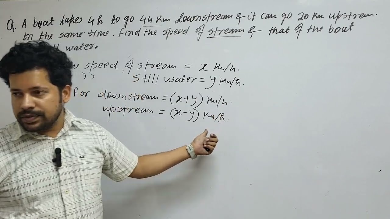 A boat takes 4 hours to go 44km downstream and it can go 20km upstream at the same time Find speed