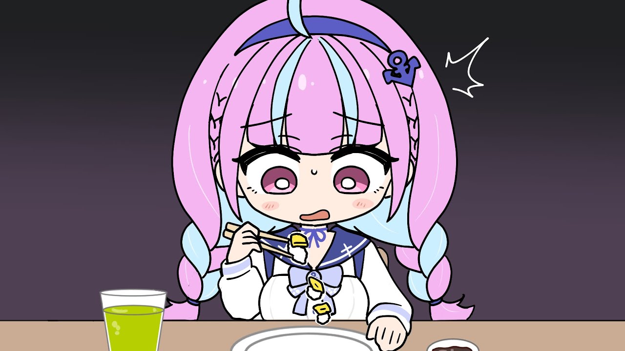 【手描き】たまごのお寿司を食べようとするも全て崩れ落ちてしまったあくあ【雪花ラミィ/湊あくあ/ホロライブ/切り抜き漫画】