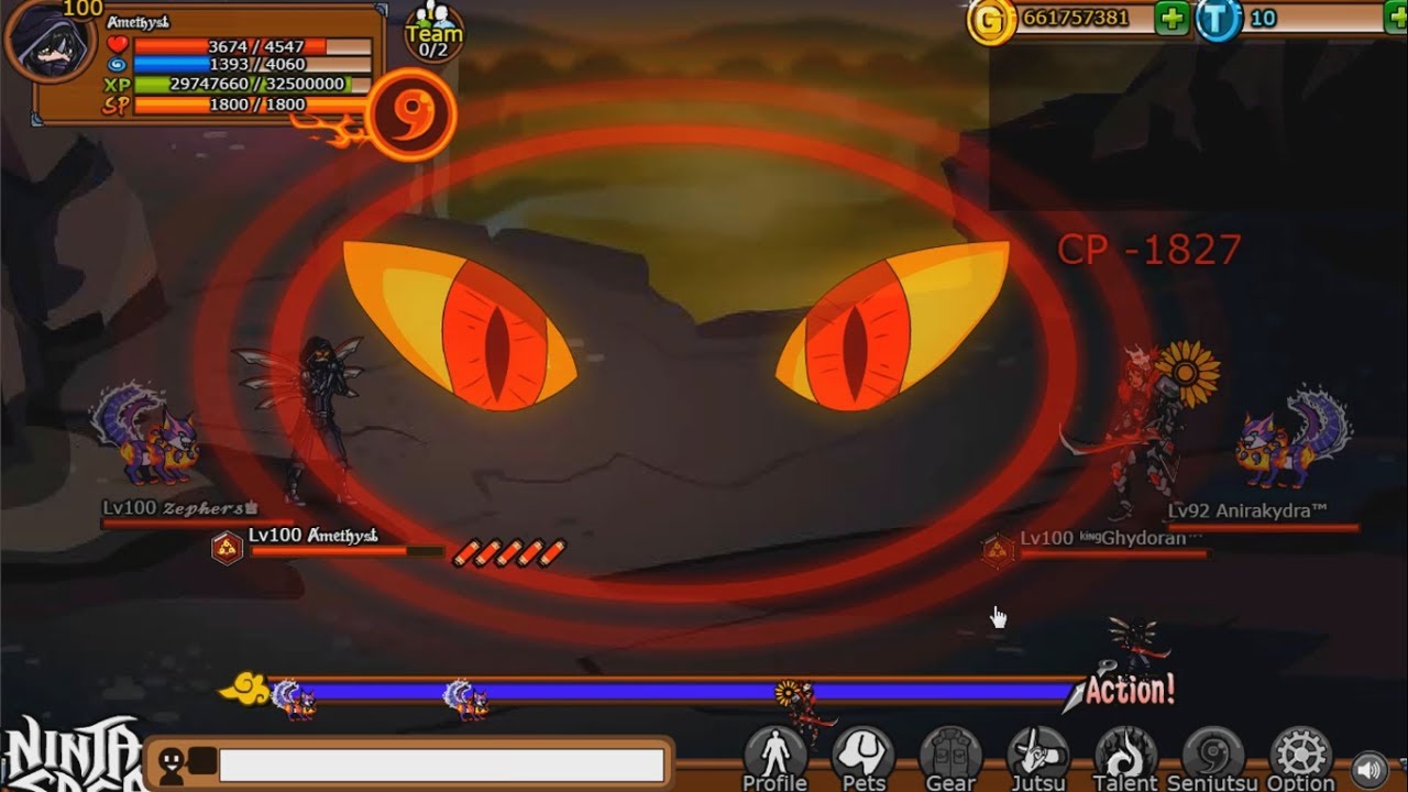 NInja Saga PVP |Random|  VS Ghydorah,king kwok, Lord Firaun+ Finallygot AOE s53