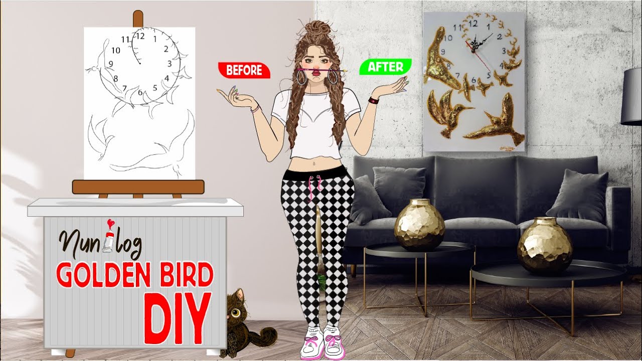Golden Bird Epoxy Clock DIY Resin Art Tutorial #epoxyart