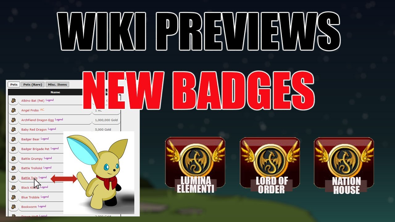 AQW New Char Page Badges On The Way! + How To Preview Wiki / Char Page Images!