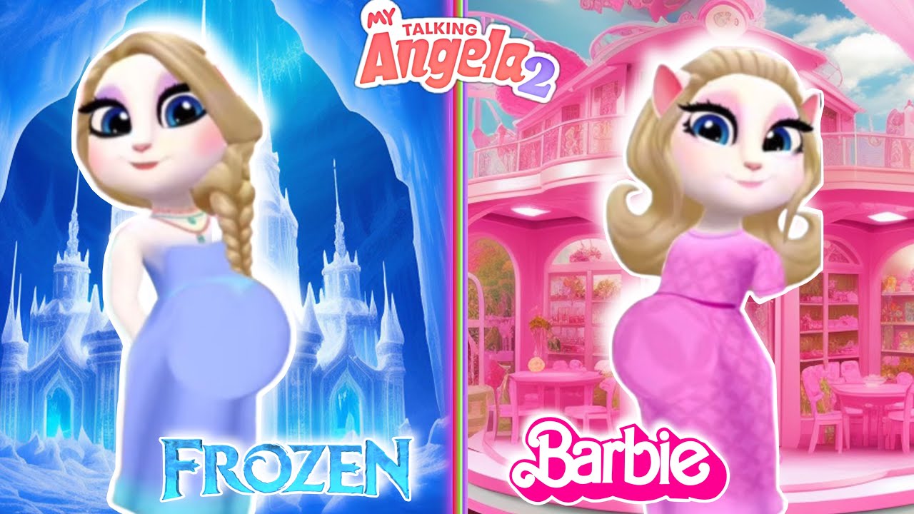 My Talking Angela’m 2😻 || Pregnant Rapunzel vS Pregnant Elsa | New update,cosplay