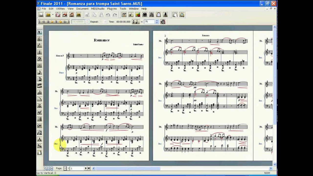 Curso de Finale 2011. 01-3 Zoom de la partitura