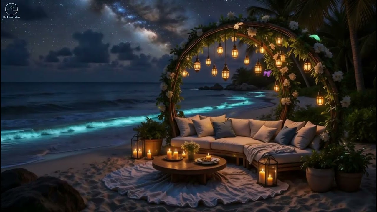 Fire & Ocean at Night 🔥🌊 Cinematic Coastal Ambience