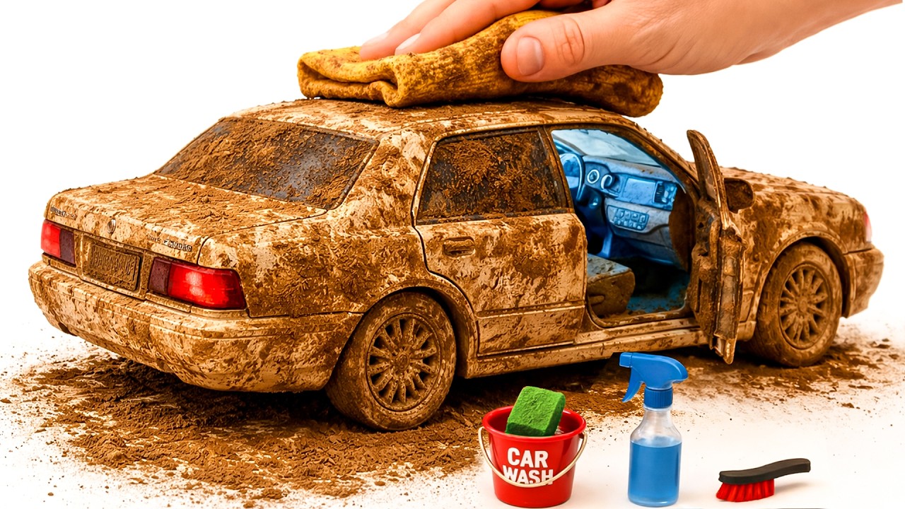 The surreal cleaning process of 1:18 Car Toyota Crown After Extreme Off-Road Adventure🔥