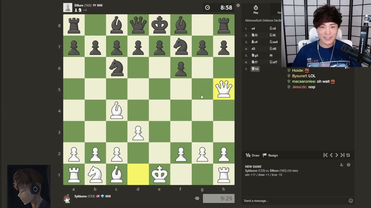 Sykkuno Brutally Checkmates Ellum Using The Fried Liver Attack As He Practices For Chess PogChamps 5