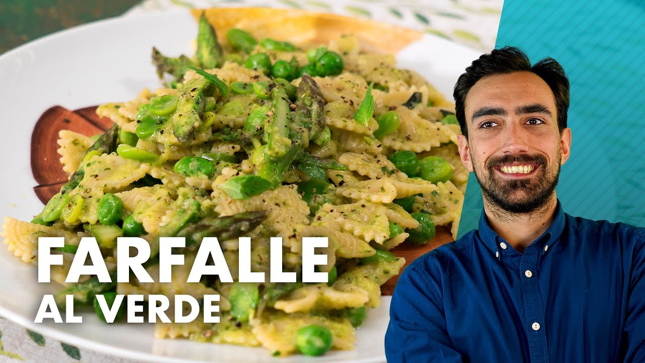 Farfalle Rigate con asparagi, piselli e fave