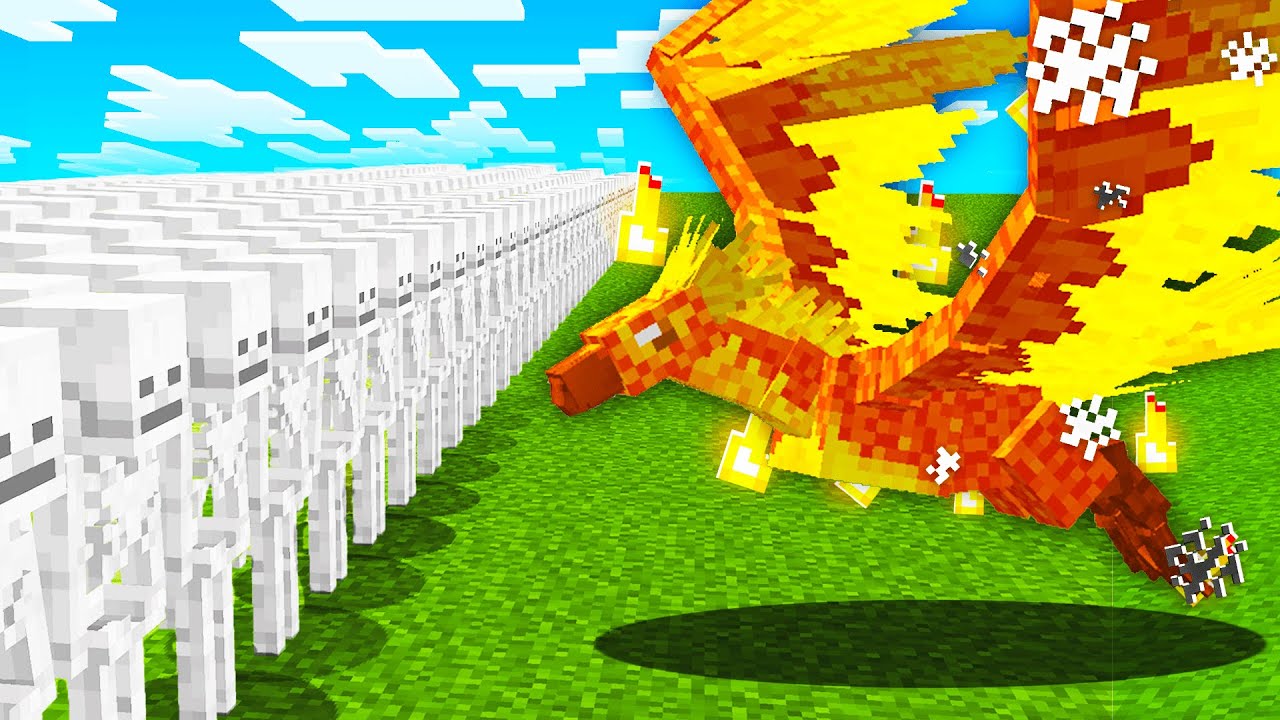 1000 SKELETONS vs FIRE PHOENIX (Minecraft Mob Battle)