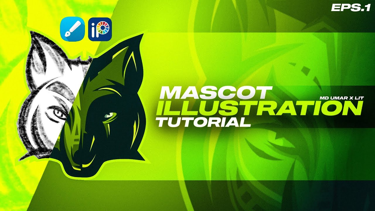Create gaming Mascot logo on Android | Mascot illustration tutorial eps1 | Md umar x Lit
