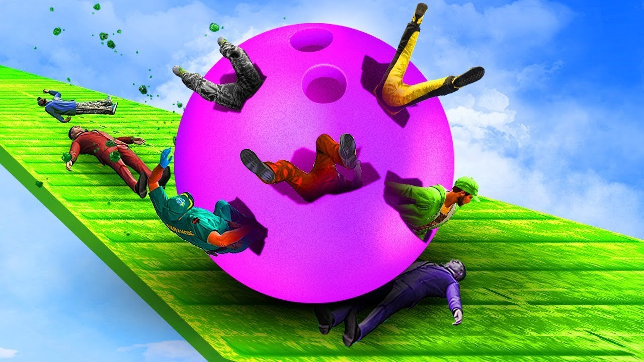GIANT BOWLING BALL DESTRUCTION! (GTA 5 Funny Moments)