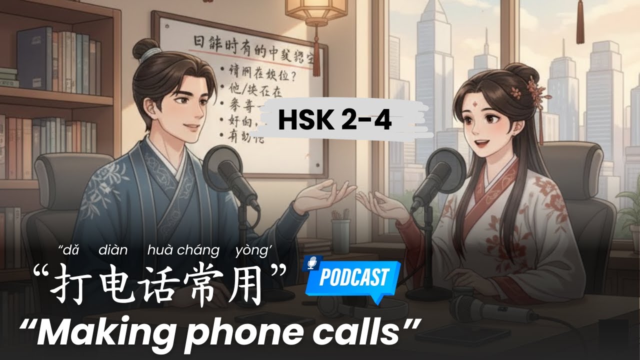 HSK 2-4 l Commonly used Chinese phrases when making a phone call l 打电话时常用的中文句子 l Chinese Podcast
