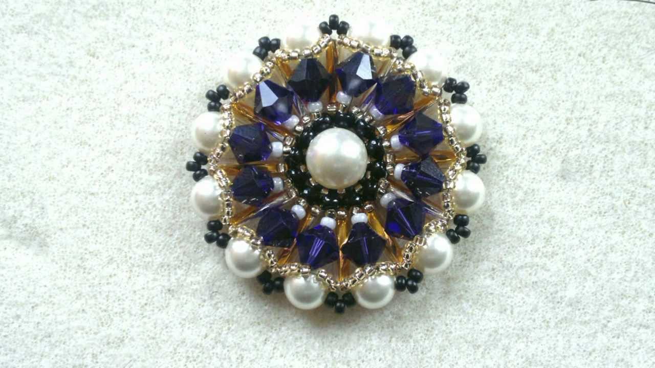 Beading4perfectionists : Wheel pendant with 6mm Swarovki pearls and bicones beading tutorial