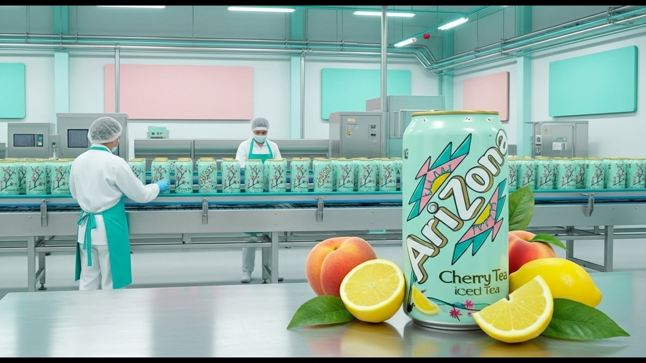Inside an Arizona Iced Tea Plant: From Brewed Tea & Fruit to Giant Cans of Iced Tea (Full Process)