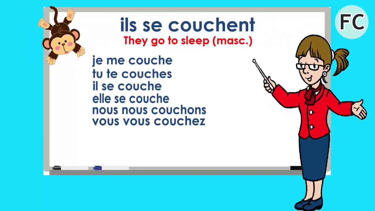 Le Verbe Se Coucher au Pr&eacute;sent - To go to sleep Present Tense - French Conjugation