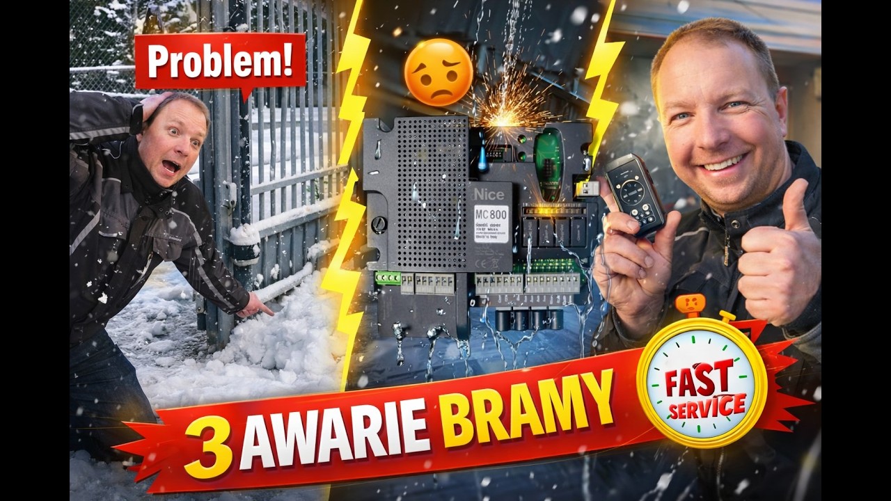 Zimowa awaria bramy przesuwnej, szybkie zlecenie brama garażowa i Awaria sterownika NICE mc800