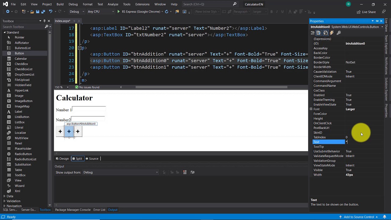 ASP.NET Tutorial | Make a Simple Calculator using Controls(text box, label, button)