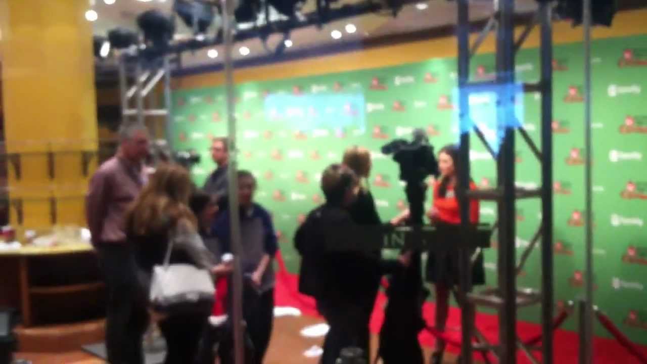 Krystal scaring Lucy Hale at the ABC Winter Wonderland Event