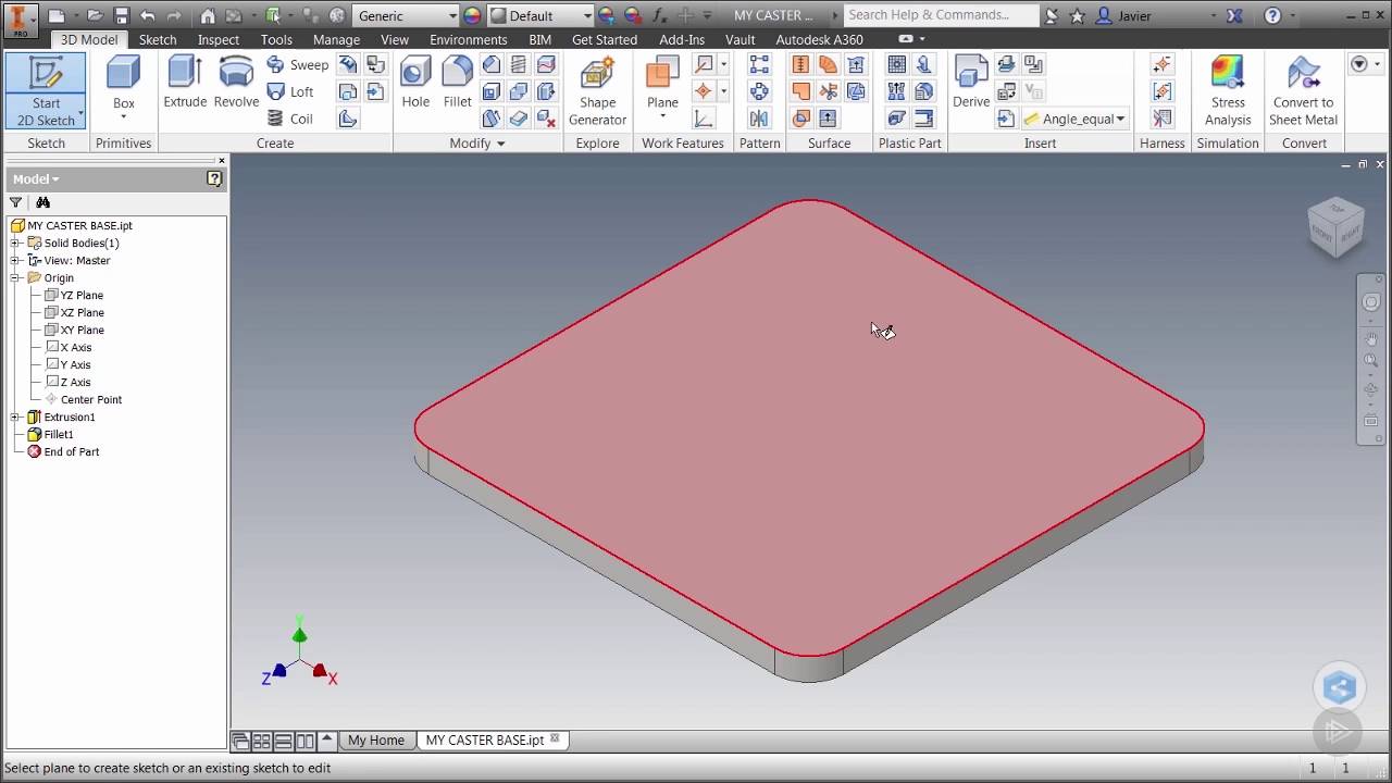 Creating Rounded Corners and Holes in Inventor