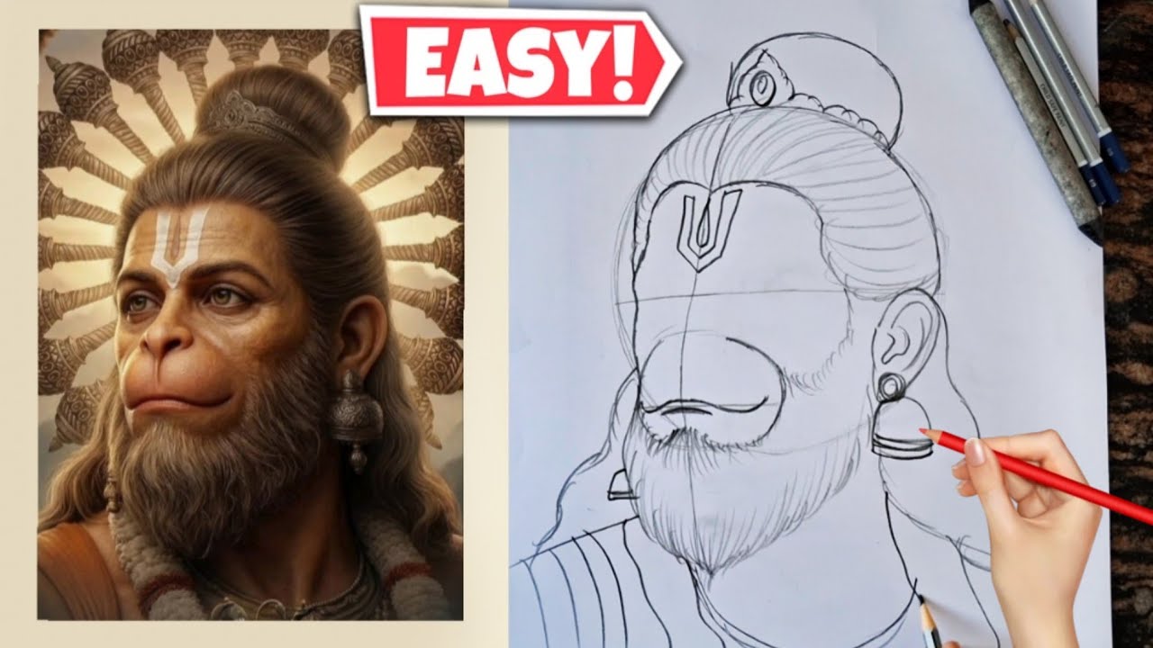 How to draw Lord Hanuman ji Drawing 🙏 #drawing #howtodraw