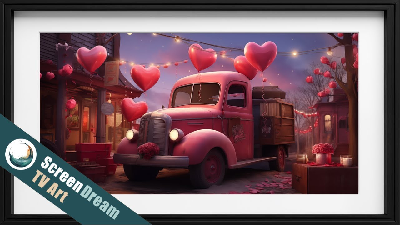 Framed TV Art | Valentine Truck | Valentine Screensaver | Framed Valentine TV Art