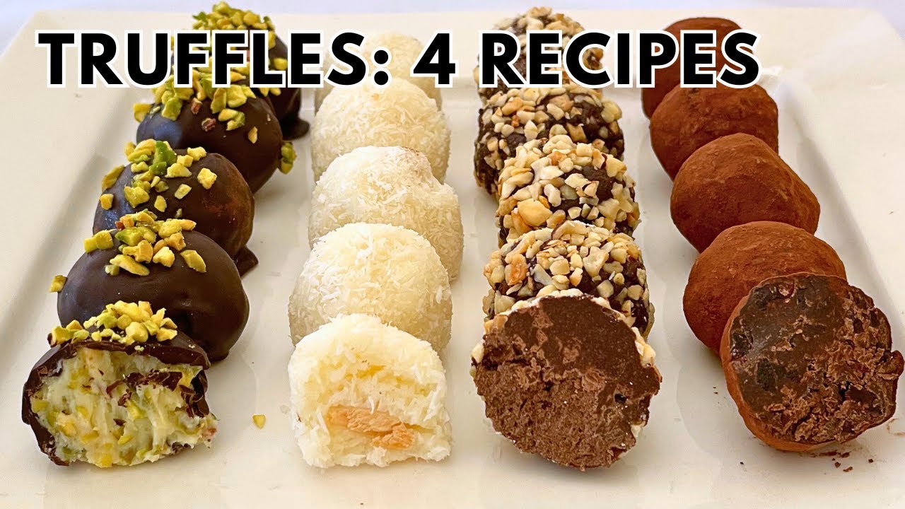 🍫¡4 Trufas Irresistibles! Pistacho, Coco, Café y Arándanos 🍫✨ Recetas Fáciles y Deliciosas.