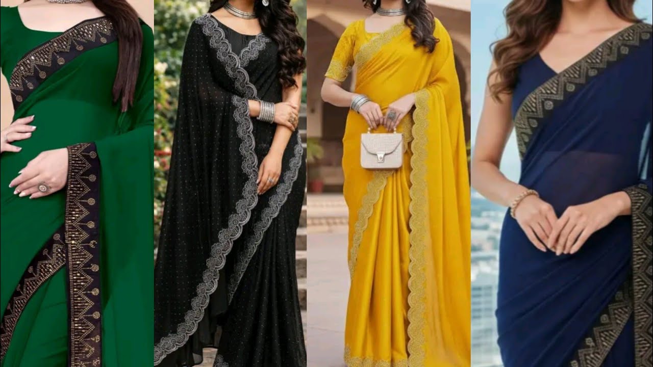 Fancy Net Saree Unstitch Blouse || Border Saree || Georgette Stone Work saree || @AllShoppingLinks