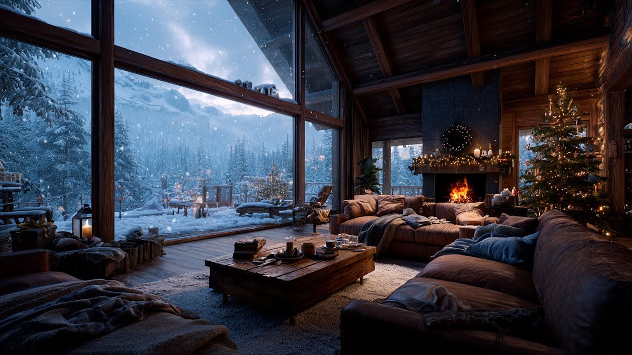 🎹❄️ Warm Fireplace Piano Nights | Snowy Winter Ambience for Relaxation, Study & Peace