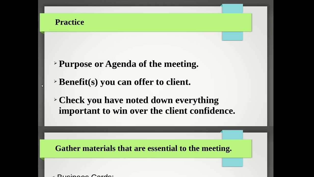 Preparation needed before meeting clients