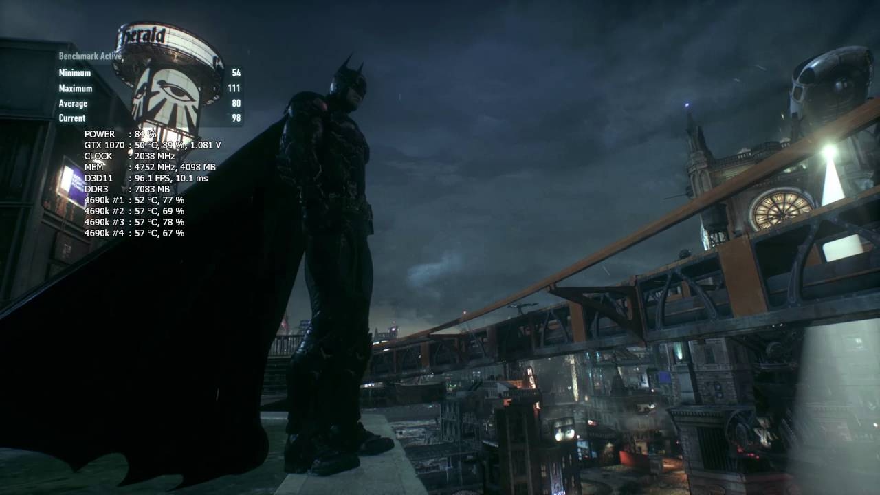 GTX 1070 + i5 4690k Benchmark: Batman Arkham Knight